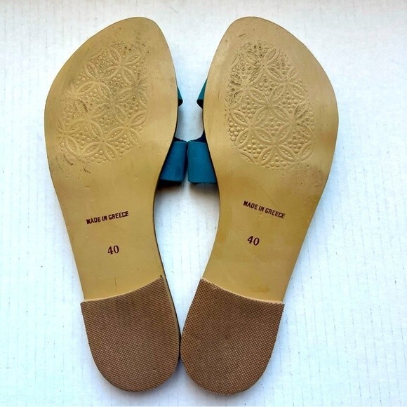 Yasemi Turquoise Teal Slip On Slide Flat H-Band Sandal Shoes Women’s EU 40 US 9 - Picture 11 of 15